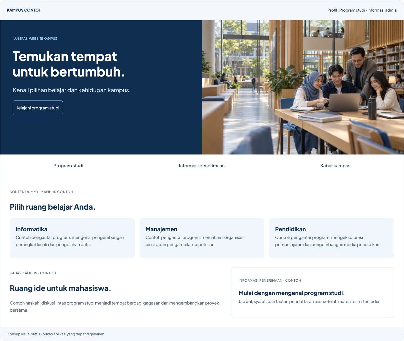 Screenshot desktop website Kampus Contoh